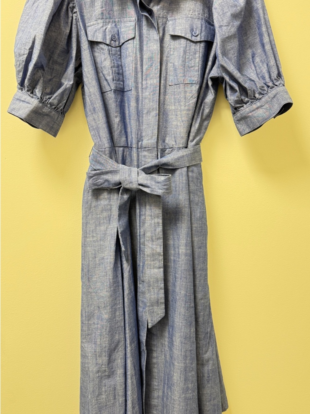 Light Blue Shirt Dress with Tie Waist - Picture 3 of 7